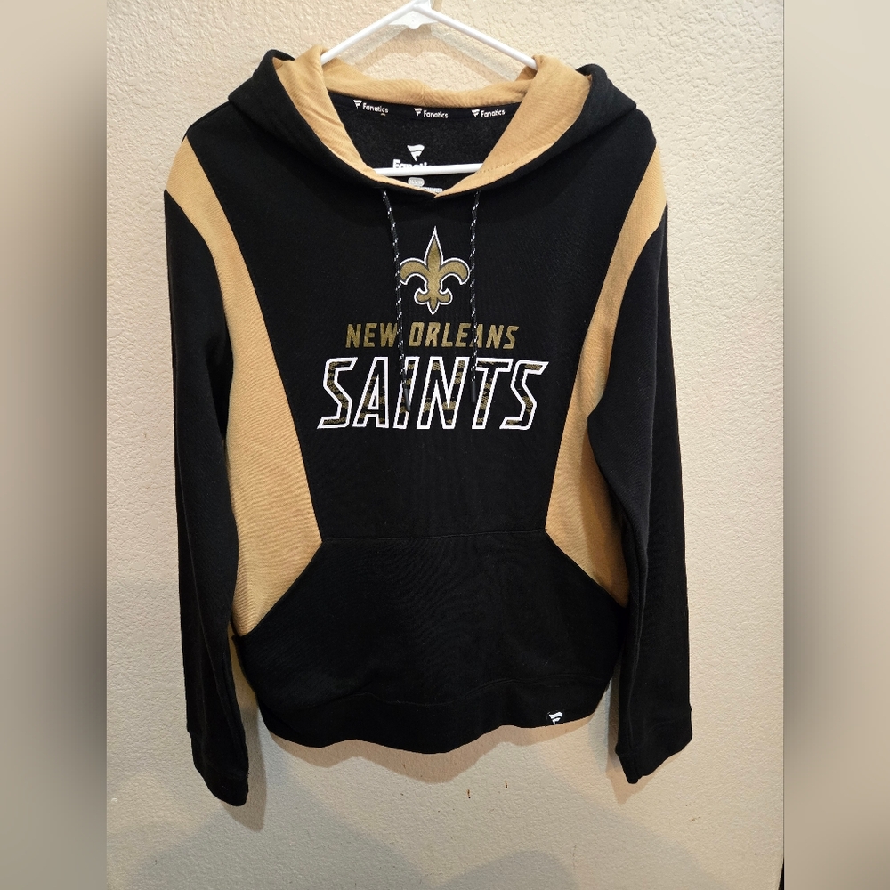 New Orleans Saints Black and Tan Hoodie Medium.